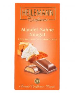 Edelvollmilch-Schokolade MANDEL-SAHNE-NOUGAT von Heilemann, 100g