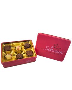 Hussel Pralinen-Geschenkdose "Ganz viel Schwein und jede Menge Glück", 75g